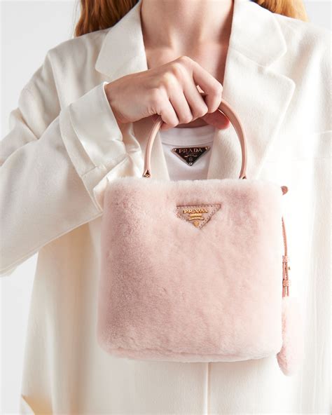 Orchid Pink Prada Panier Shearling Mini